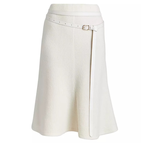 Chloe wool midi skirt with leather belt - Picture 2 of 6